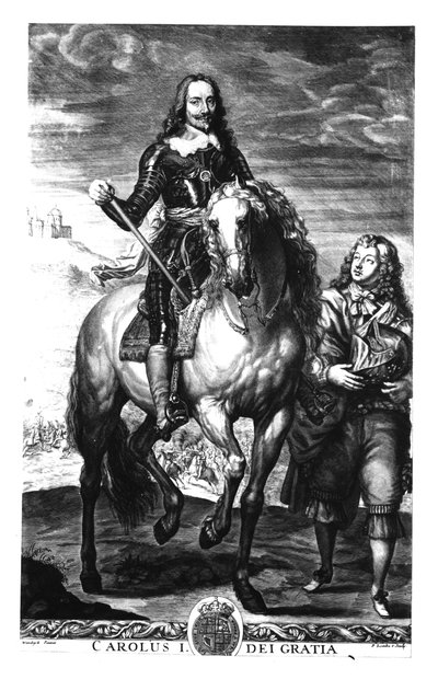 Equestrian Portrait of Charles I (engraved by Pierre Lombart) by Anthony van Dyck